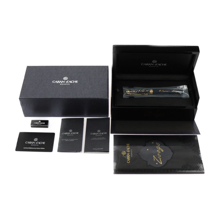 新品未使用展示品 CARAN dACHE カランダッシュ ZIVAGO ジバゴ 万年筆 5092-038 中国漆 ペン先K18YG ブラック ゴールド 筆記具 ペン 1958本限定品 パステルナーク ドクトル・ジバゴ リミテッド ステーショナリー