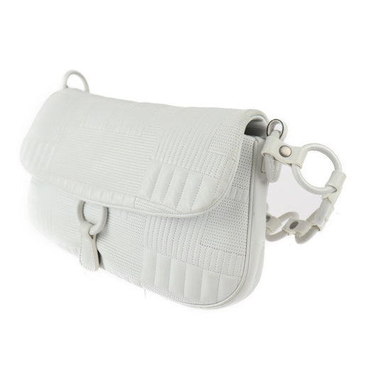 BALLY バリー ワンショルダーバッグ ショルダーバッグ - レザー ホワイト系 ステッチ キルティング チェーン フラップ