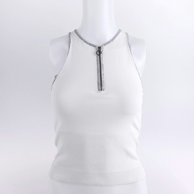 新品未使用展示品 3.1 Phillip Lim 3.1フィリップリム ジップアップ ノースリーブ その他トップス PS15-7380SPS 表記サイズ XS ナイロン ポリウレタン ホワイト グレー シルバー金具 タンクトップ