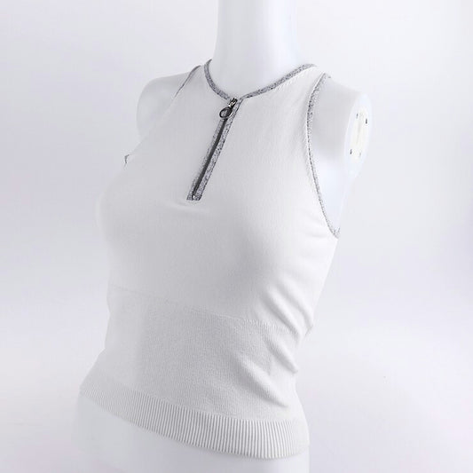 新品未使用展示品 3.1 Phillip Lim 3.1フィリップリム ジップアップ ノースリーブ その他トップス PS15-7380SPS 表記サイズ XS ナイロン ポリウレタン ホワイト グレー シルバー金具 タンクトップ