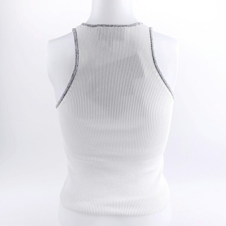 新品未使用展示品 3.1 Phillip Lim 3.1フィリップリム ジップアップ ノースリーブ その他トップス PS15-7380SPS 表記サイズ XS ナイロン ポリウレタン ホワイト グレー シルバー金具 タンクトップ
