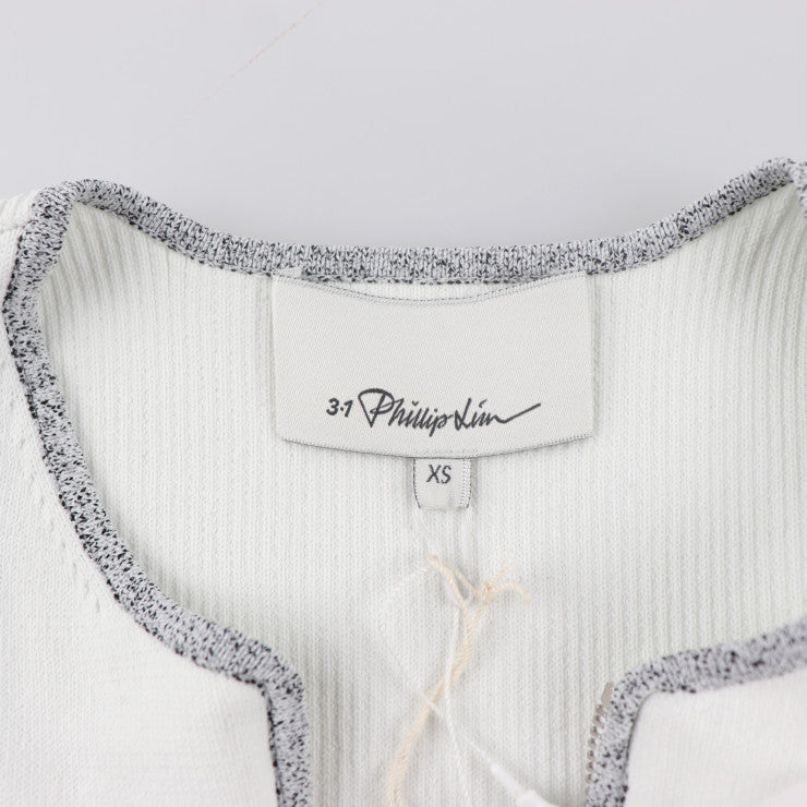 新品未使用展示品 3.1 Phillip Lim 3.1フィリップリム ジップアップ ノースリーブ その他トップス PS15-7380SPS 表記サイズ XS ナイロン ポリウレタン ホワイト グレー シルバー金具 タンクトップ