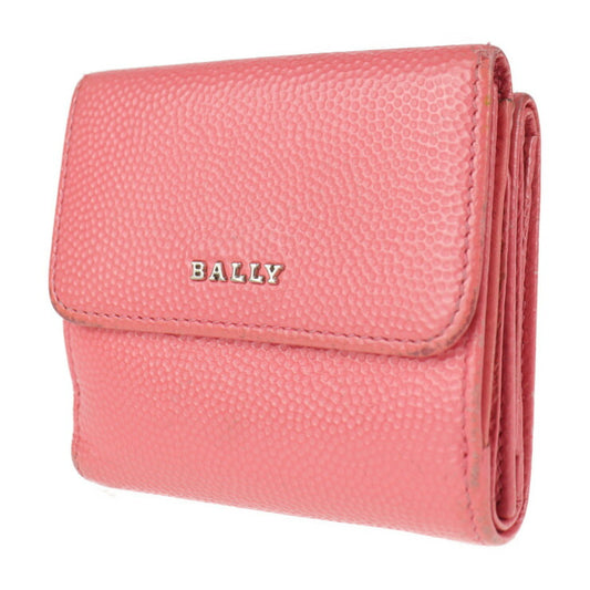 BALLY バリー コンパクト財布 三つ折り財布 - レザー ピンク系 シルバー金具