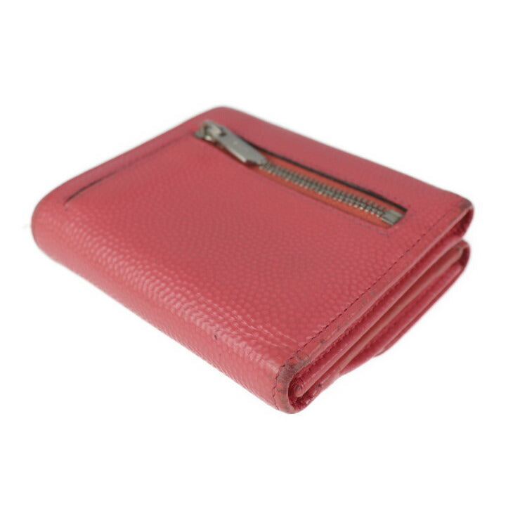 BALLY バリー コンパクト財布 三つ折り財布 - レザー ピンク系 シルバー金具