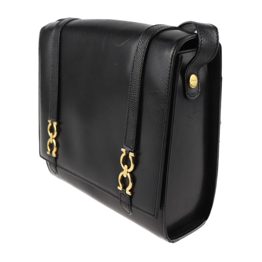 Salvatore Ferragamo サルヴァトーレ フェラガモ ガンチーニ ショルダーバッグ L 21 5191 レザー ブラック ゴールド金具