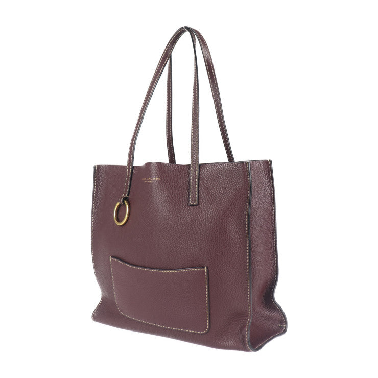 超美品 MARC JACOBS マークジェイコブス EWショッパー ザ ボールド グラインド トートバッグ M0012566 レザー バーガンディ系 ワイン系 ゴールド金具 ポーチ付き ショルダーバッグ