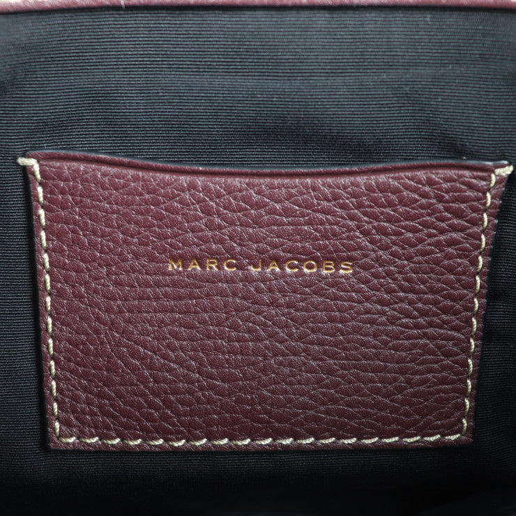 超美品 MARC JACOBS マークジェイコブス EWショッパー ザ ボールド グラインド トートバッグ M0012566 レザー バーガンディ系 ワイン系 ゴールド金具 ポーチ付き ショルダーバッグ