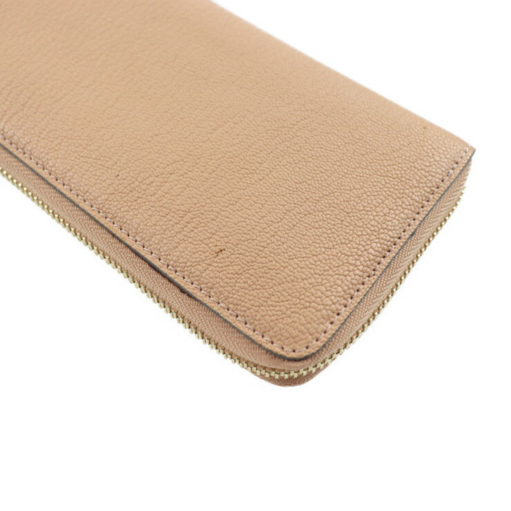 超美品 Chloe クロエ ツイステッドボウ 長財布 3P0762 レザー ベージュ系 ゴールド金具 L字ファスナー リボンモチーフ