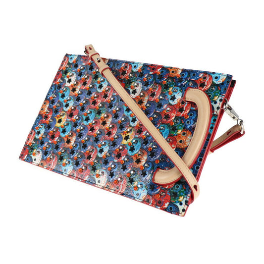 美品 Christian Louboutin クリスチャンルブタン トリックトラック スモール ポートフォリオ ハンドバッグ 3175108 レザー マルチカラー スカル 3WAY 2WAY ショルダー