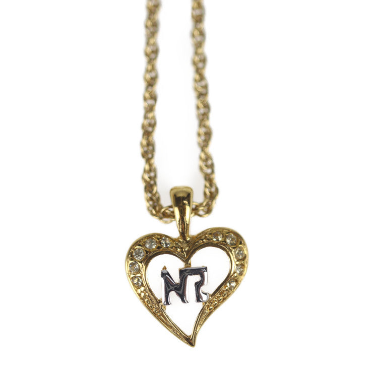 美品 NINA RICCI ニナリッチ ネックレス ネックレス - メタル ラインストーン ゴールド シルバー ハート ロゴ ペンダント