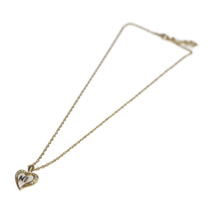 美品 NINA RICCI ニナリッチ ネックレス ネックレス - メタル ラインストーン ゴールド シルバー ハート ロゴ ペンダント