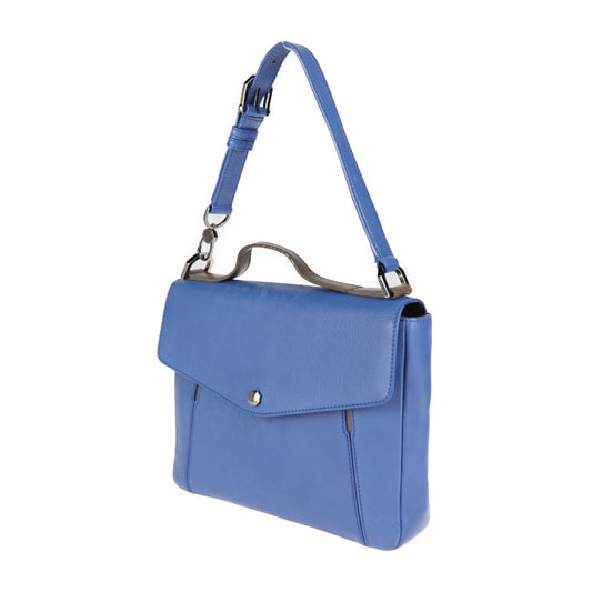 美品 BVLGARI ブルガリ フラップバッグ ショルダーバッグ 38639 レザー ブルー グレー 2WAY ハンドバッグ