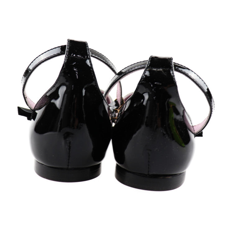 超美品 RED VALENTINO レッドヴァレンティノ セパレートパンプス パンプス ARS00034 表記サイズ 37 パテントレザー レザー ブラック フラットシューズ ストラップ 参考サイズ24cm エナメル