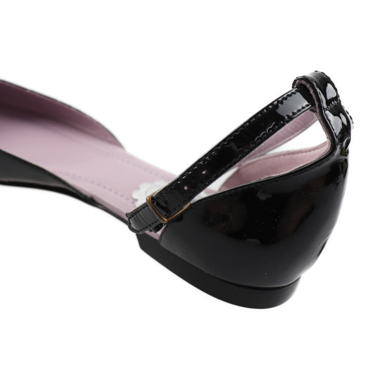 超美品 RED VALENTINO レッドヴァレンティノ セパレートパンプス パンプス ARS00034 表記サイズ 37 パテントレザー レザー ブラック フラットシューズ ストラップ 参考サイズ24cm エナメル