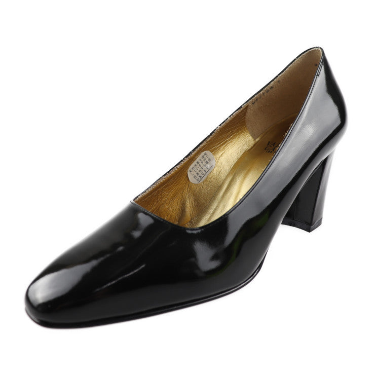 超美品 Valentino Garavani ヴァレンティノ ガラヴァーニ パンプス パンプス 表記サイズ 7 エナメル ダークグリーン系 チャンキーヒール 参考サイズ25cm