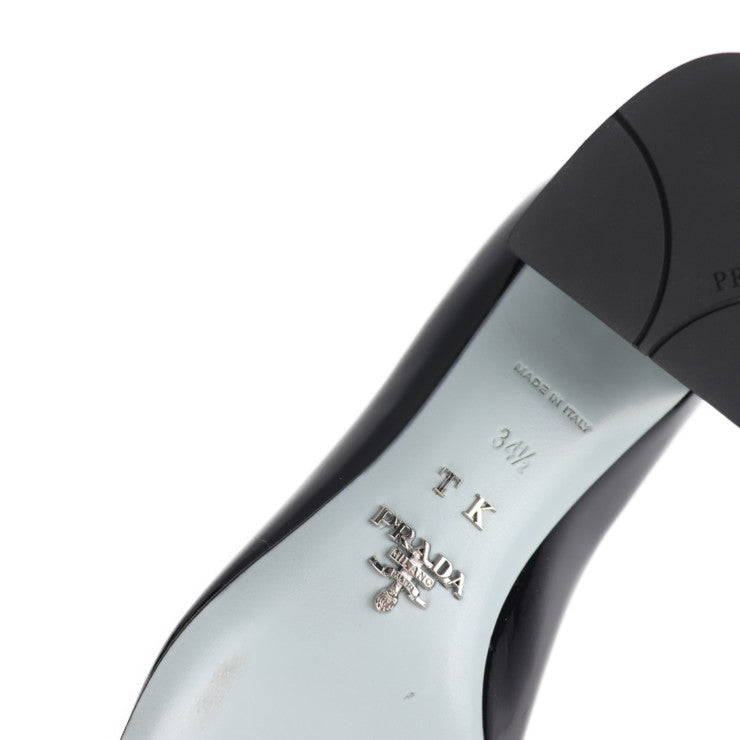 超美品 PRADA プラダ パンプス パンプス - 表記サイズ 34 1/2 エナメル ブラック チャンキーヒール 参考サイズ約21.5cm パテントレザー
