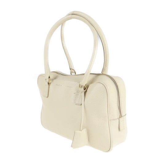 超美品 ADMJ エーディーエムジェイ ミニボストン ハンドバッグ レザー アイボリー系 ゴールド金具 ショルダーバッグ 鍵付き