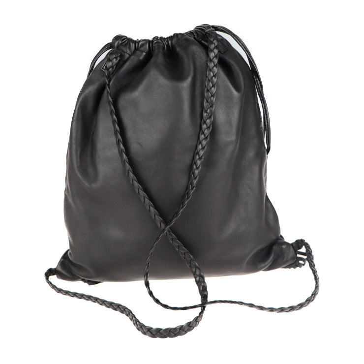 超美品 RED VALENTINO レッドヴァレンティノ バックパック リュック・デイパック レザー ブラック フリンジ 巾着型 ショルダーバッグ