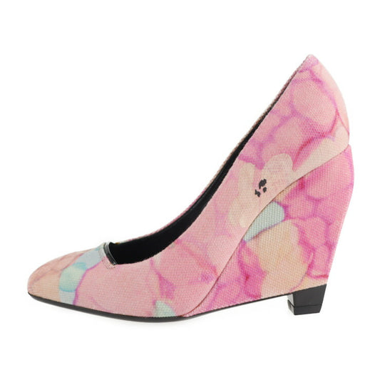 美品 LOUIS VUITTON ルイ ヴィトン パンプス #35 キャンバス ピンク マルチカラー フラワー 花柄 ウェッジソール 参考サイズ22.5cm