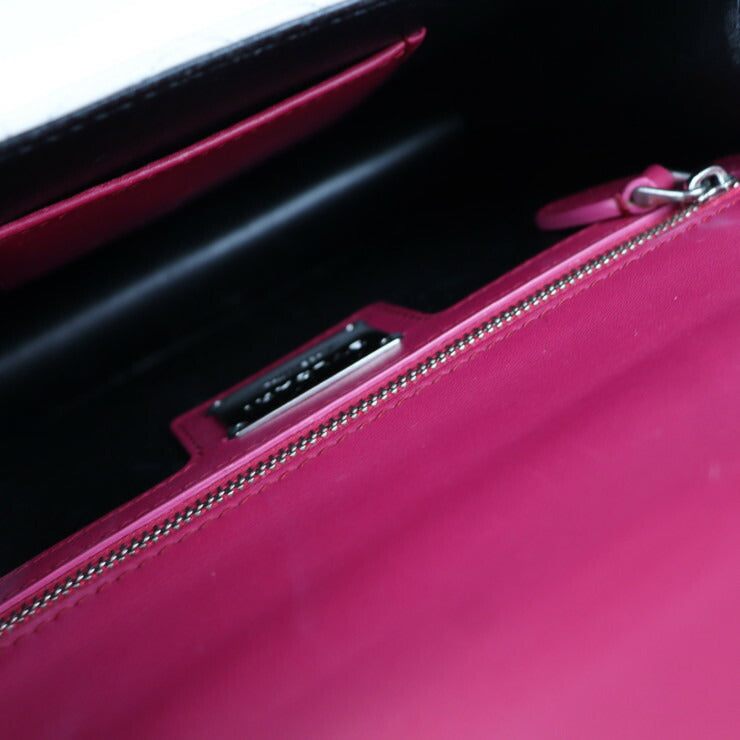 BVLGARI ブルガリ セルペンティ ダイヤモンド ブラスト ショルダーバッグ - レザー フューシャ系 アイボリー ブラック キルティング チェーンショルダー スネークヘッドモチーフ シルバー金具