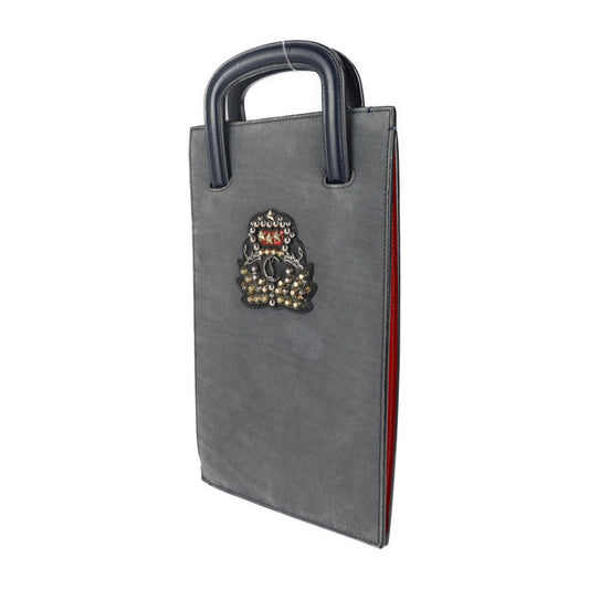 Christian Louboutin クリスチャンルブタン トリックトラック スモール ハンドバッグ 3175107 ヌバック カーフ グレー系 ネイビー 3way ショルダーバッグ トートバッグ クラッチバッグ