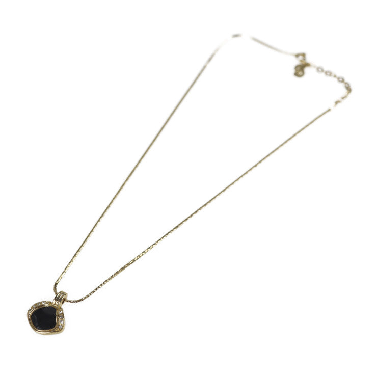 美品 Christian Dior クリスチャンディオール ネックレス ネックレス - メタル ラインストーン ゴールド ブラック ペンダント