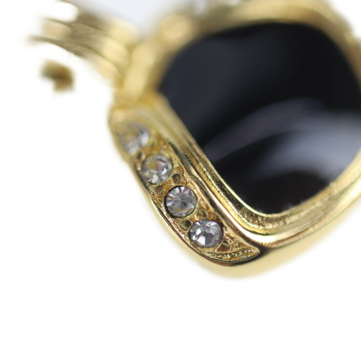 美品 Christian Dior クリスチャンディオール ネックレス ネックレス - メタル ラインストーン ゴールド ブラック ペンダント