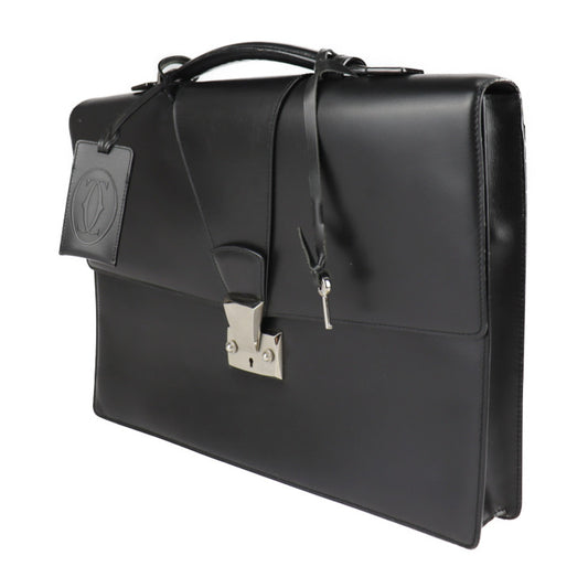 CARTIER カルティエ パシャ ビジネスバッグ - カーフレザー ブラック シルバー金具 ブリーフケース 書類鞄