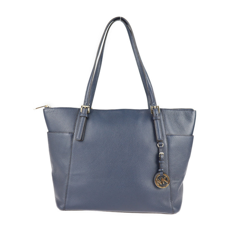 超美品 Michael Kors マイケルコース JET SET ITEM トートバッグ 35H7GTTT9L レザー ネイビー系 ゴールド金具 ショルダーバッグ