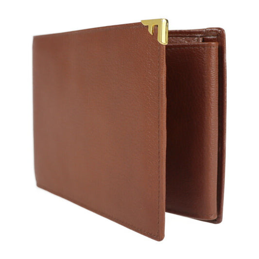 超美品 Salvatore Ferragamo サルヴァトーレ フェラガモ 札入れ 二つ折り財布 22 6020 レザー ブラウン ゴールド金具 F金具