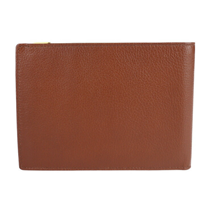 超美品 Salvatore Ferragamo サルヴァトーレ フェラガモ 札入れ 二つ折り財布 22 6020 レザー ブラウン ゴールド金具 F金具