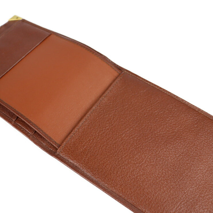 超美品 Salvatore Ferragamo サルヴァトーレ フェラガモ 札入れ 二つ折り財布 22 6020 レザー ブラウン ゴールド金具 F金具