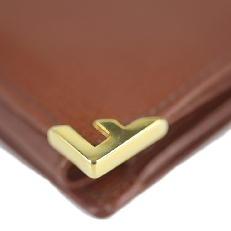 超美品 Salvatore Ferragamo サルヴァトーレ フェラガモ 札入れ 二つ折り財布 22 6020 レザー ブラウン ゴールド金具 F金具