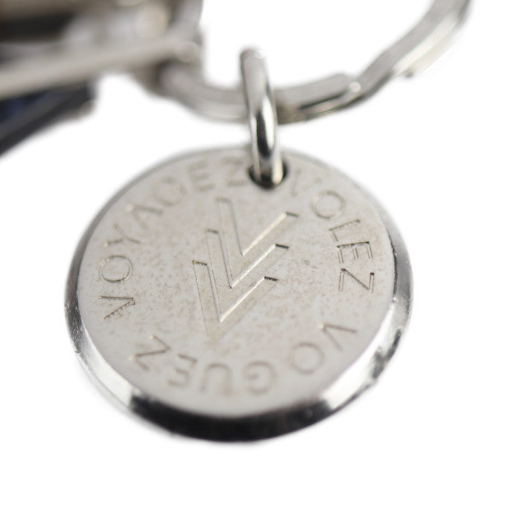 LOUIS VUITTON Louis Vuitton Dreaming Charms Keychain MP1776 Metal Leather Silver Navy Keyring Bag Charm Vuitton