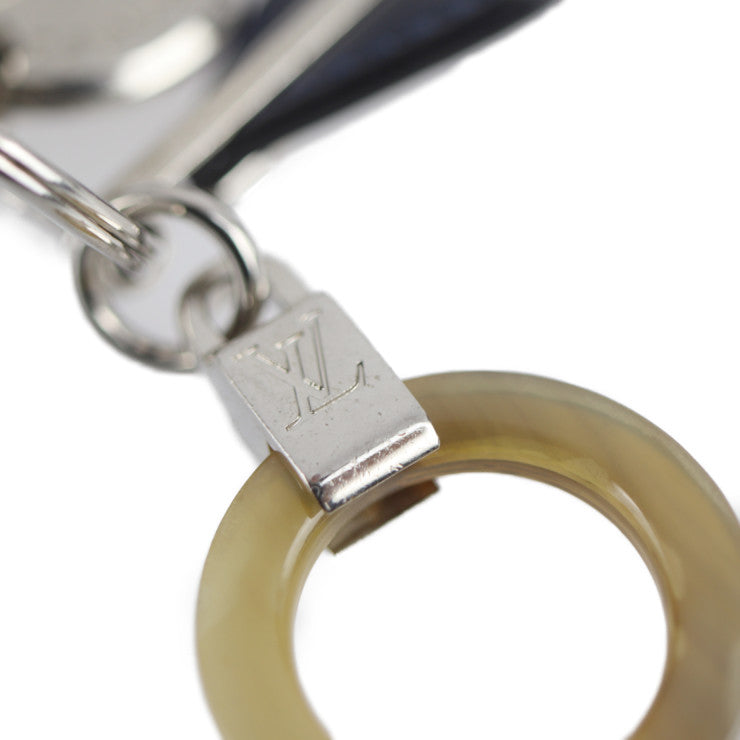 LOUIS VUITTON Louis Vuitton Dreaming Charms Keychain MP1776 Metal Leather Silver Navy Keyring Bag Charm Vuitton