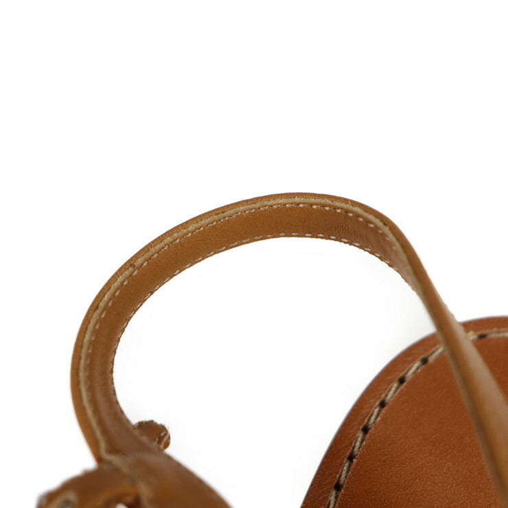 超美品 MIUMIU ミュウミュウ フラットサンダル サンダル 5X336A #36 1/2 レザー エナメル ブラウン レッド ブラック アンクルストラップ 参考23.5cm