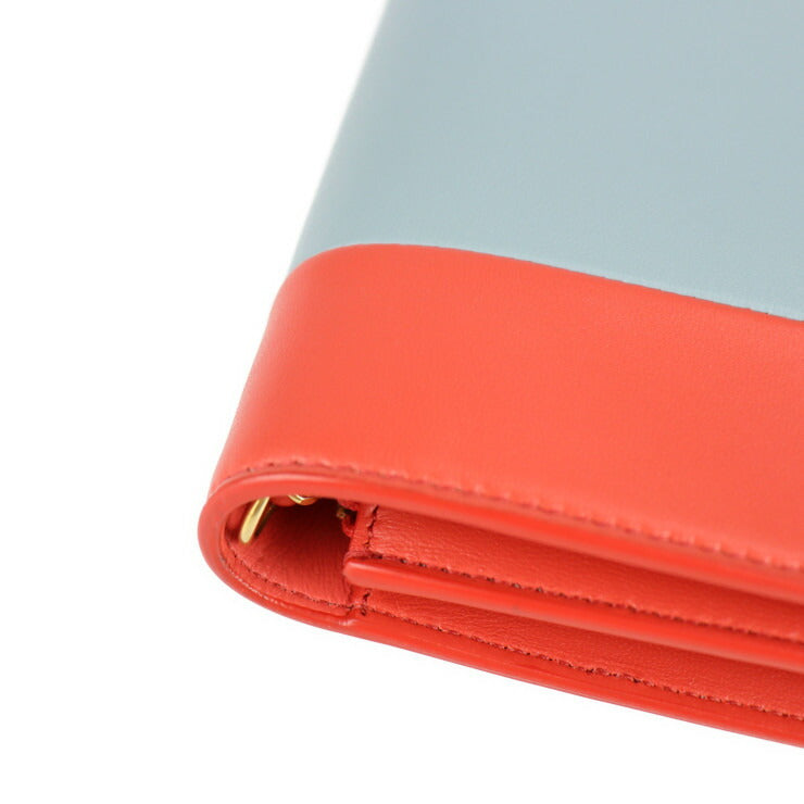 超美品 CELINE セリーヌ フレーム イブニング チェーンウォレット クラッチバッグ 107773 レザー POPPY レッド系 CLOUD グレー系 2WAY チェーンショルダーバッグ 斜め掛け 肩掛け