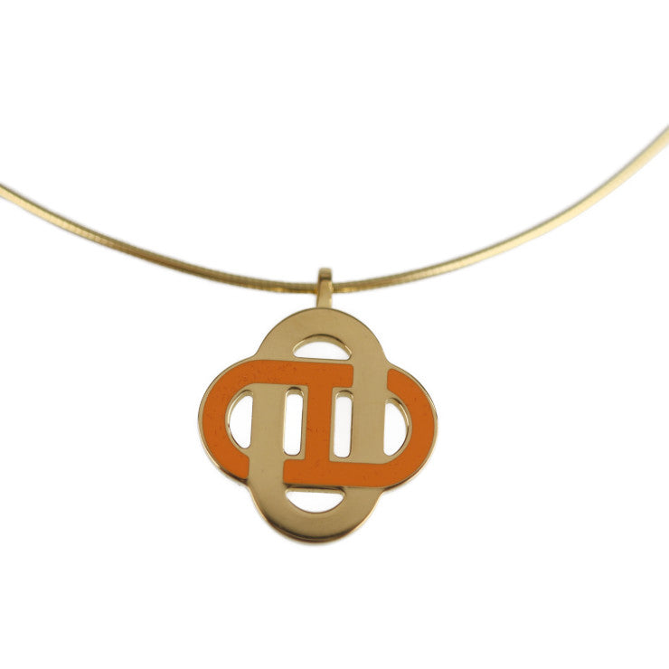 Beautiful HERMES Chaine d'Ancre Isatis Necklace - Metal Gold Orange Pendant