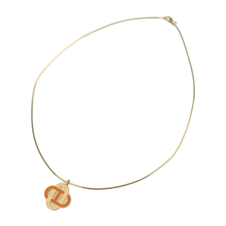 Beautiful HERMES Chaine d'Ancre Isatis Necklace - Metal Gold Orange Pendant