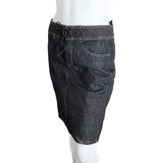 超美品 GUCCI グッチ スカート スカート 091768 #40 コットンデニム ブラック タイト ひざ丈スカート ジーンズ