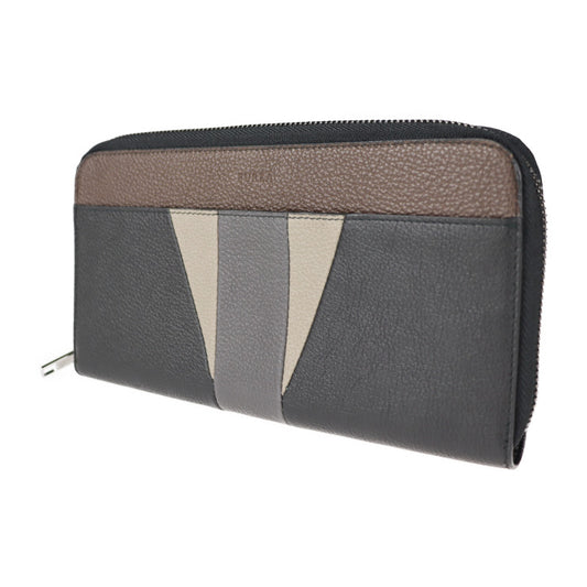 超美品 Furla フルラ ラウンドジップ ウォレット 長財布 レザー ブラック ブラウン グレー オーガナイザー ラウンドファスナ 二つ折り財布