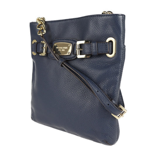 超美品 Michael Kors マイケルコース クロスボディバッグ ショルダーバッグ 35F2GHMC3L レザー ネイビー ゴールド金具 ポシェット