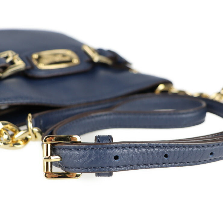 超美品 Michael Kors マイケルコース クロスボディバッグ ショルダーバッグ 35F2GHMC3L レザー ネイビー ゴールド金具 ポシェット
