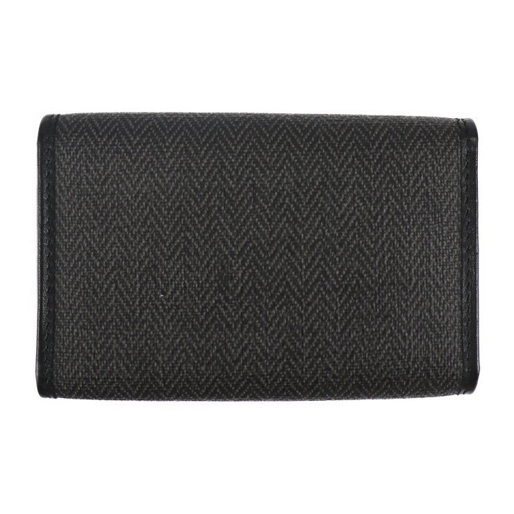 Beautiful BVLGARI Collezione Key Case 32439 PVC coated canvas leather grey black pink silver hardware tri-fold 6-ring