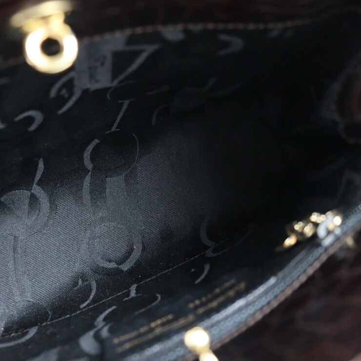 Salvatore Ferragamo サルヴァトーレ フェラガモ トートバッグ ヴァラ ハンドバッグ 21 7755 クロコ型押しレザー ダークブラウン ゴールド金具 2WAY ショルダーバッグ