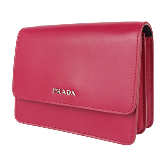 超美品 PRADA プラダ 2WAYバッグ ショルダーバッグ BT1031 ボックスカーフ PEONIA ピンク系 シルバー金具 ショルダーウォレット ポシェット レザー クラッチバッグ ポーチ