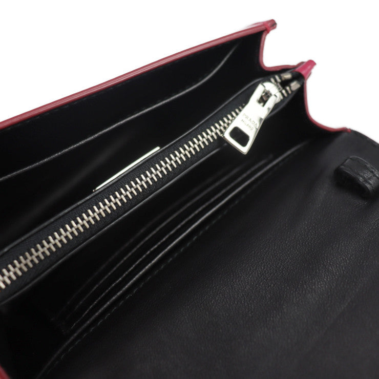 超美品 PRADA プラダ 2WAYバッグ ショルダーバッグ BT1031 ボックスカーフ PEONIA ピンク系 シルバー金具 ショルダーウォレット ポシェット レザー クラッチバッグ ポーチ