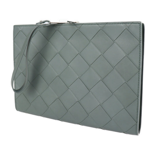 美品 BOTTEGAVENETA ボッテガヴェネタ ドキュメントケース マキシイントレチャート セカンドバッグ 629134 VCRU1 1607 レザー SLATE グレー系 クラッチバッグ ハンドバッグ 書類鞄