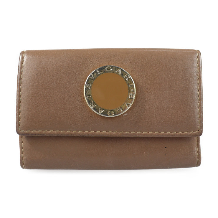 BVLGARI BVLGARI BVLGARI Colore Key Case 33068 Leather Brown Gold Hardware 6-ring Tri-fold