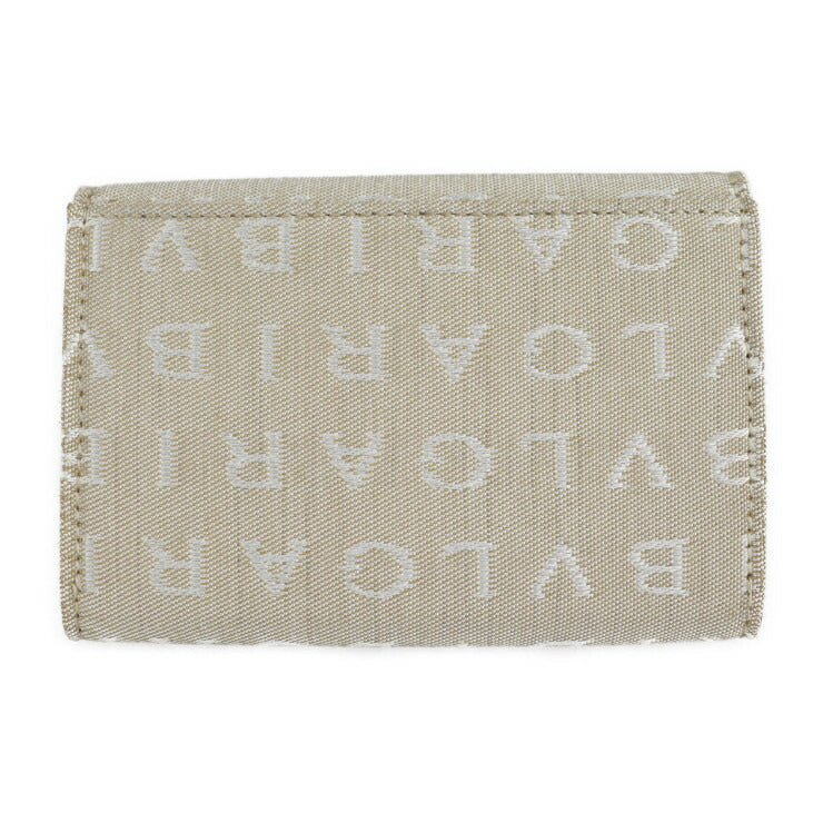 Very good condition BVLGARI business card holder, card case 26549, canvas, pigskin, beige, chocolate, logomania, bi-fold